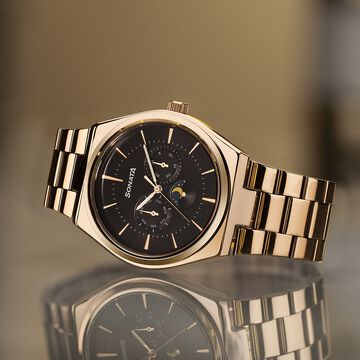 Sonata Festive Quartz Analog Black Dial Metal Strap Watch For Men