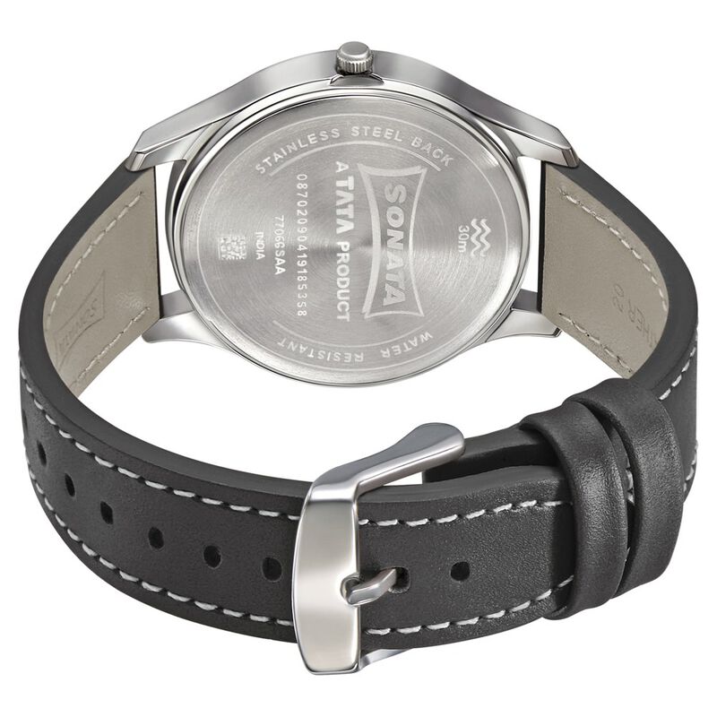 Sonata RPM Quartz Analog Blue Dial Leather Strap Watch for Men - image number 3
