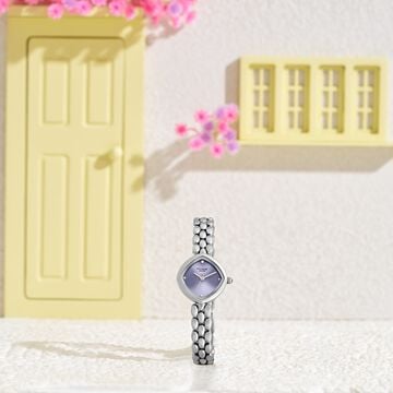 Poze Poze Quartz Analog Purple Dial Silver Metal Strap Watch For Women