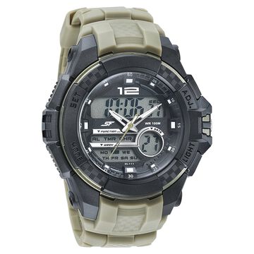 SF Carbon Series Quartz Digital Analog Digital Black Dial Green Polyurethane Strap Watch For Men
