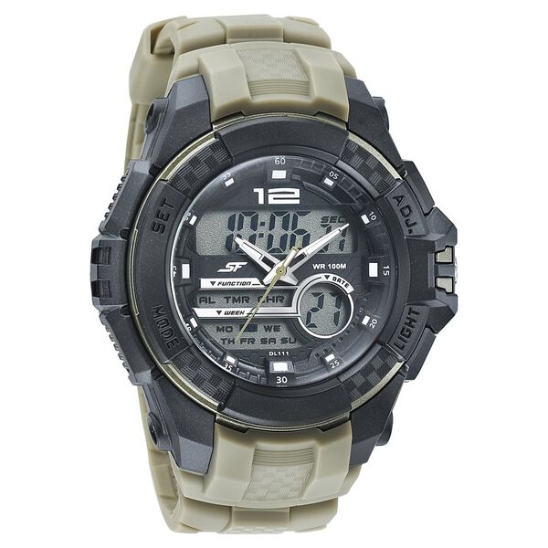 SF Carbon Series Quartz Digital Analog Digital Black Dial Green Polyurethane Strap Watch For Men - image number 0
