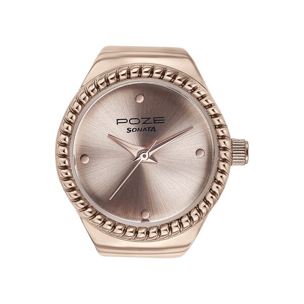 Sonata Poze Quartz Analog Rose Gold Dial Rose Gold Color Stainless Steel Strap Ring Watch For Women - image number 2