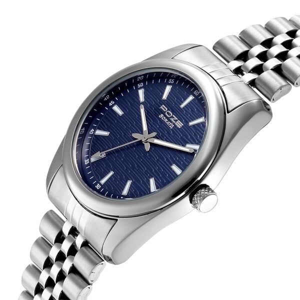 Poze By Sonata Quartz Analog Blue Dial Silver Metal Strap Watch For Men - image number 4