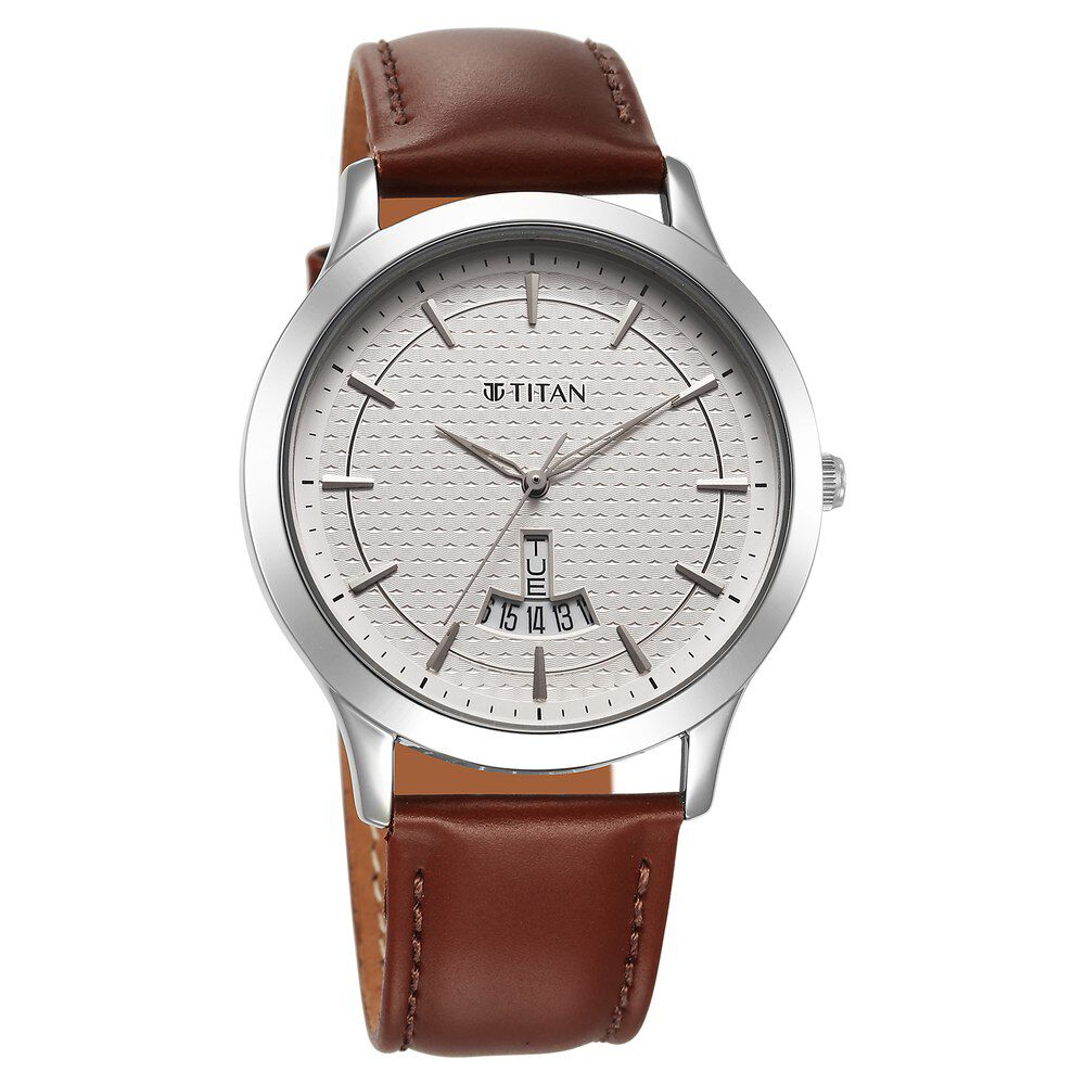 Leather titan watch on sale