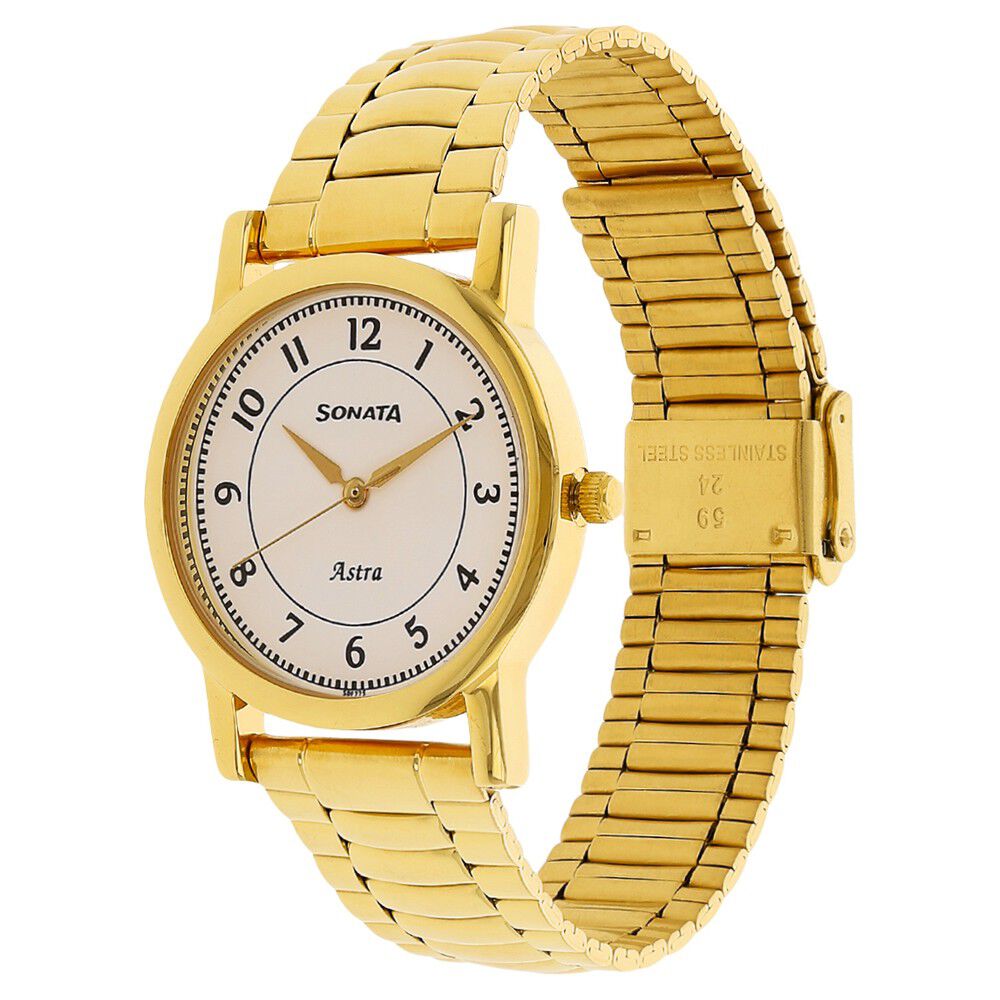 Buy Online Sonata Quartz Analog White Dial Stainless Steel Strap Watch for Men ns77049ym03 Sonata