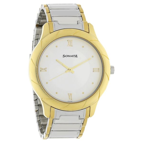 Sonata Quartz Analog White Dial Stainless Steel Strap Watch for Men - image number 1