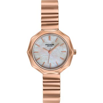 Poze Poze Quartz Analog White Dial Rose Gold Stainless Steel Strap Watch For Women
