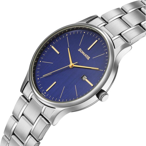 Sonata Aspire Quartz Analog with Date Blue Dial Stainless Steel Strap Watch For Men - image number 2