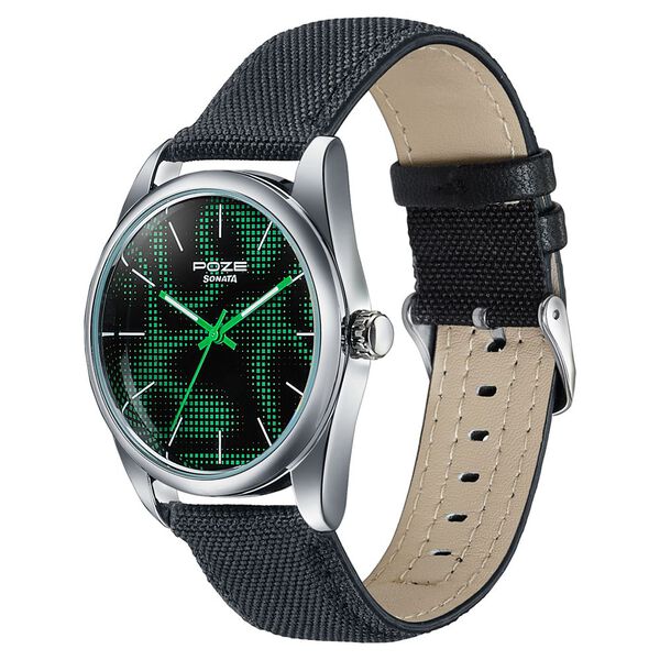 Poze By Sonata Quartz Analog Multicoloured Dial Black Nylon Strap Watch For Men - image number 4