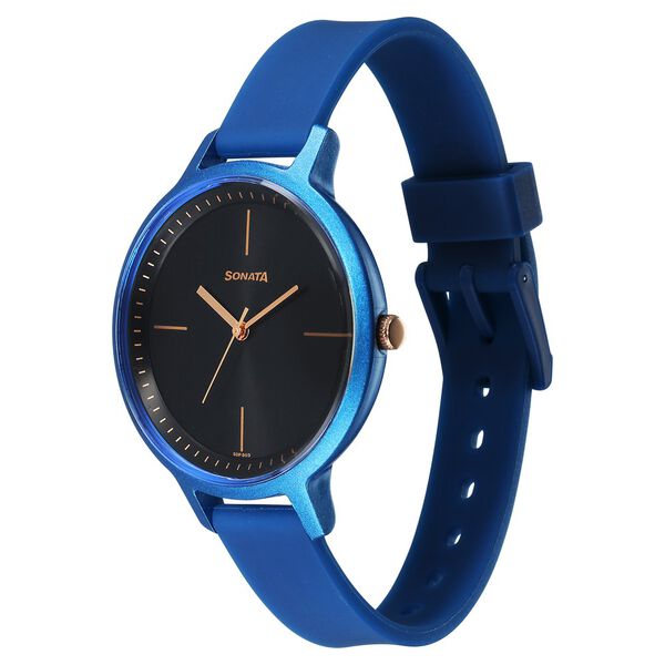 Sonata Splash Quartz Analog Black Dial Plastic Strap Watch for Women - image number 2