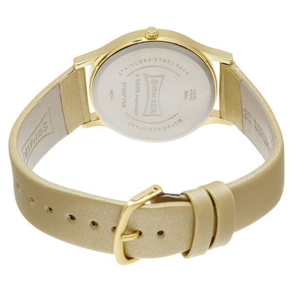 Glitterati Champagne Dial Leather Strap Watch for Women - image number 2