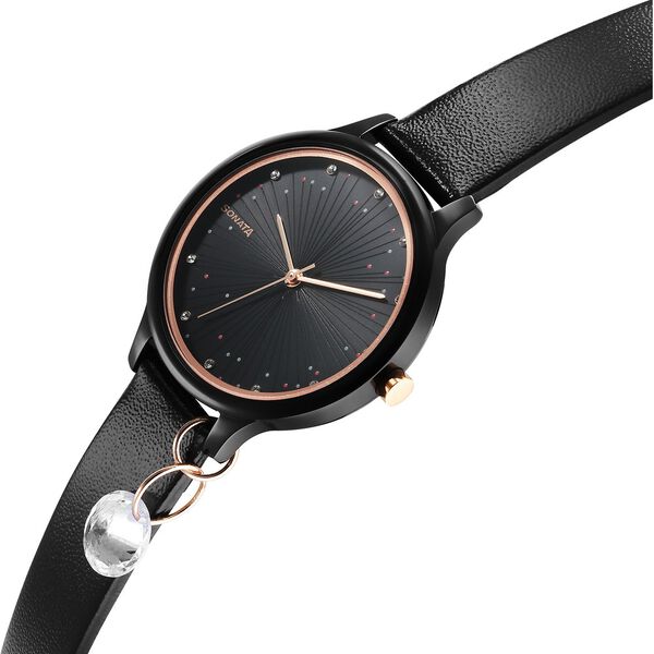 Sonata Blush Quartz Analog Black dial Leather Strap Watch for Women - image number 2