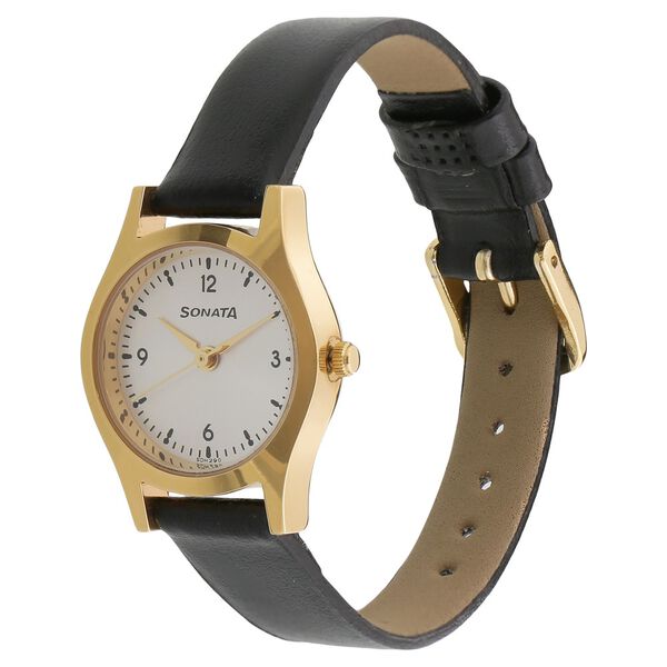 Sonata Essentials Silver Dial Women Watch With Leather Strap - image number 1