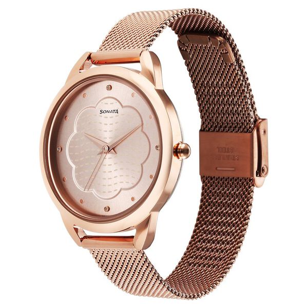 Sonata Wedding Quartz Analog Rose Gold Dial Stainless Steel Strap Watch for Women - image number 2
