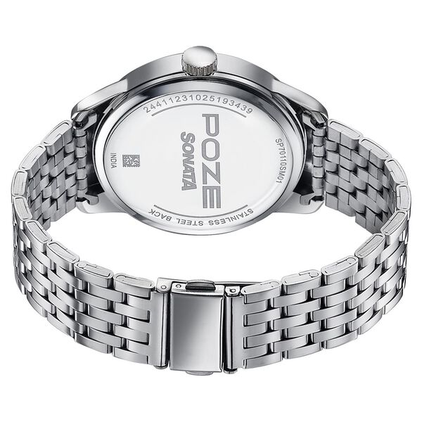 Poze By Sonata Quartz Analog Taupe Dial Silver Stainless Steel Strap Watch For Men - image number 6