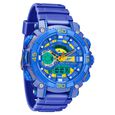 SF Quartz Analog Digital Blue Dial PU Strap Watch for Men