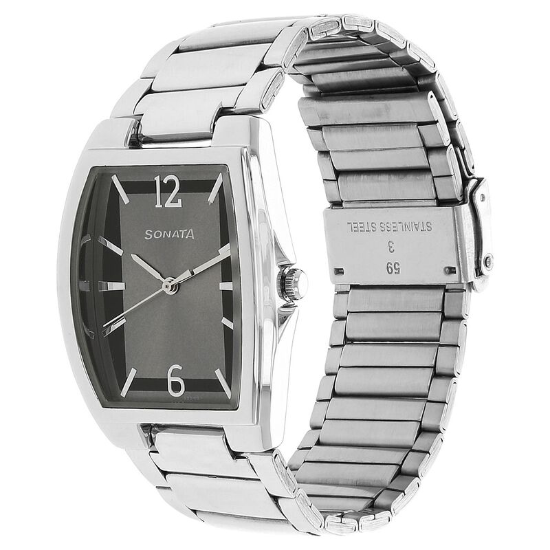 Sonata Quartz Analog Grey Dial Stainless Steel Strap Watch for Men - image number 1