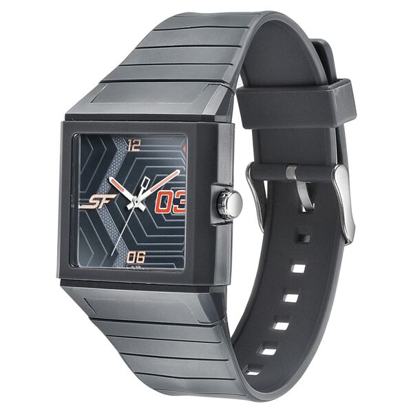 SF Quartz Analog Black Dial PU Strap Watch for Men - image number 1
