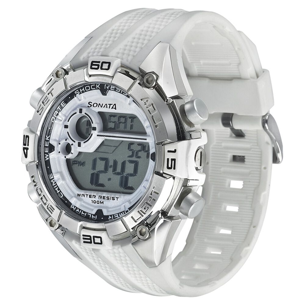 Buy Online SF Digital Dial Plastic Strap Watch for Men ng77026pp02j Sonata