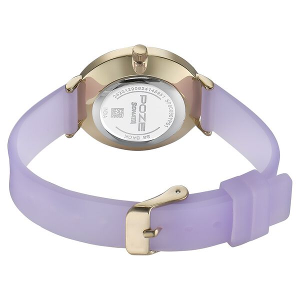 Sonata Poze Quartz Analog Blue Dial Purple Leather Strap Watch For Women - image number 5