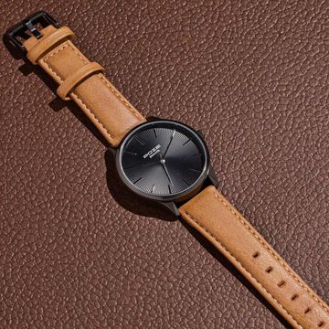 Sonata Poze Quartz Analog Black Dial Tan Color Leather Strap Watch For Men