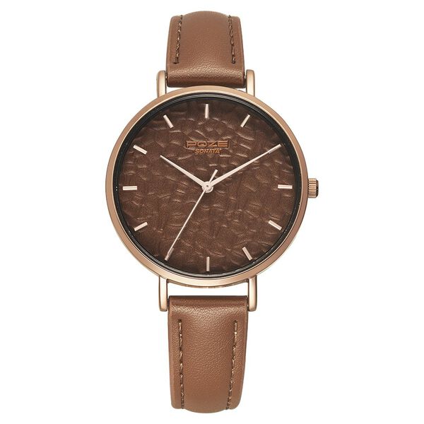 Poze by Sonata Quartz Analog Brown Dial PU Leather Strap Watch for Women - image number 0