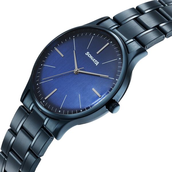 Sonata Aspire Quartz Analog Blue Dial Stainless Steel Strap Watch For Men - image number 2