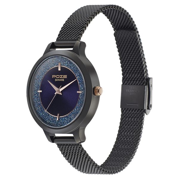 Poze by Sonata Quartz Analog Blue Dial Leather Strap Watch for Women - image number 2