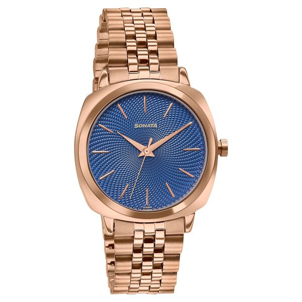 Sonata Vector Blue Dial Rose Gold-Tone Bracelet Watch for Men - image number 2