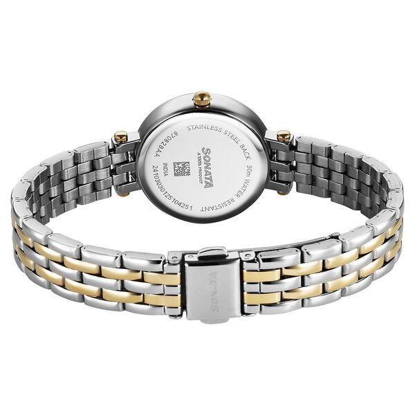 Sonata Eternia Quartz Analog White Dial Metal Strap Watch For Women - image number 4