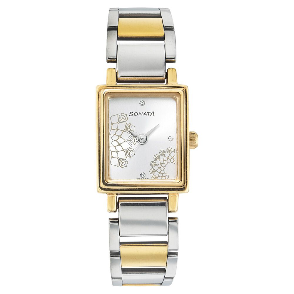 Buy Online Sonata Quartz Analog Silver Dial Stainless Steel Strap Watch for Women ns8080bm01 Sonata