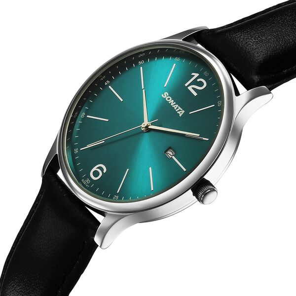 Sonata Aspire Quartz Analog with Date Green Dial Leather Strap Watch For Men - image number 2