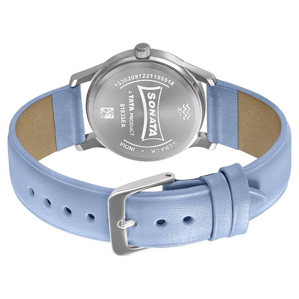 Sonata Women of Steel Blue Dial Leather Strap Watch for Women - image number 3