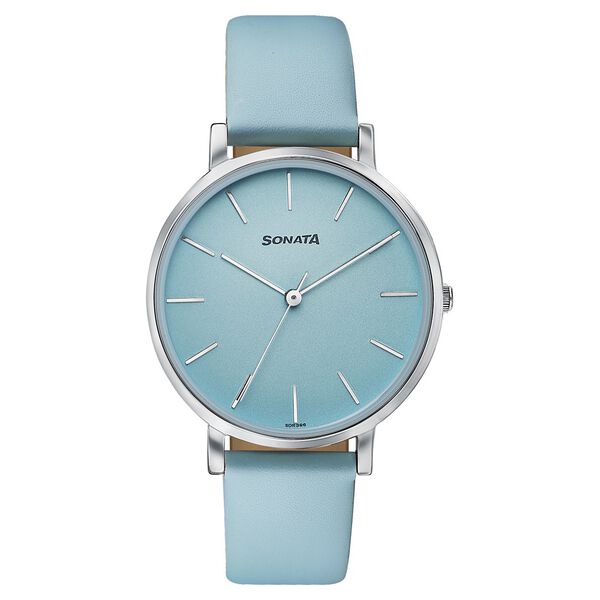 Sonata Pastel Play Quartz Analog Blue Dial Leather Strap Watch For Women - image number 1