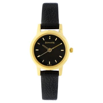 Sonata Quartz Analog Black Dial Leather Strap Watch for Women