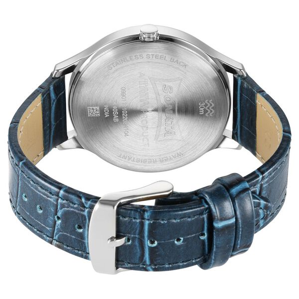 Sonata Unveil Quartz Multifunction Silver Dial Leather Strap Watch for Men - image number 3
