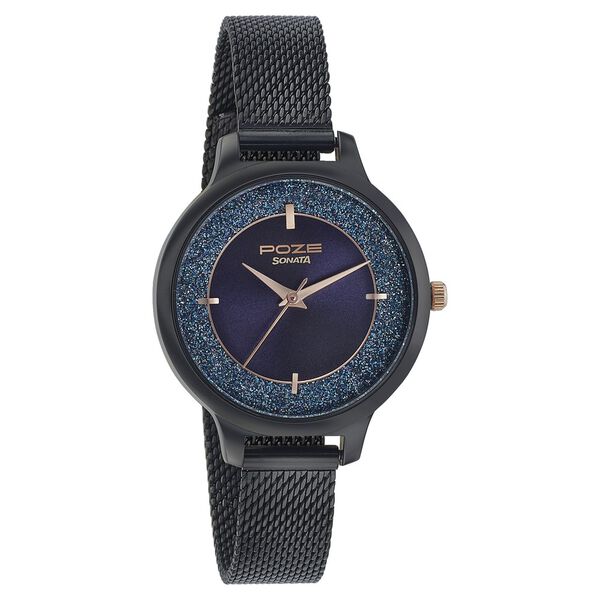 Poze by Sonata Quartz Analog Blue Dial Leather Strap Watch for Women - image number 1