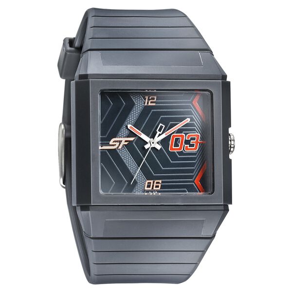 SF Quartz Analog Black Dial PU Strap Watch for Men - image number 0