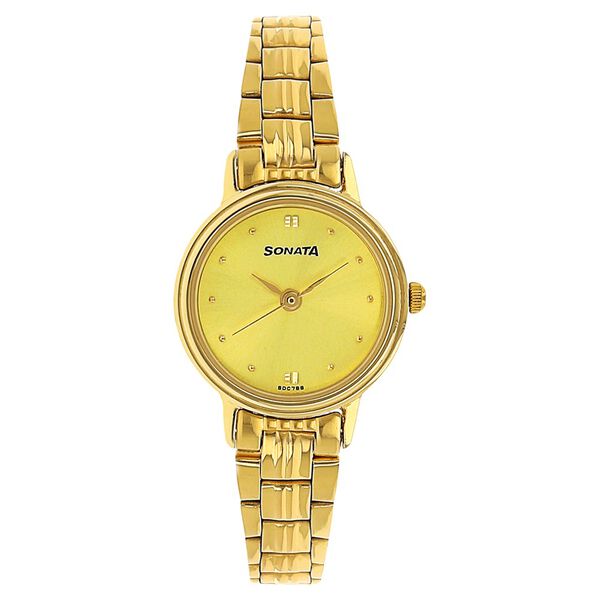 Sonata Quartz Analog Champagne Dial Metal Strap Watch for Women - image number 0