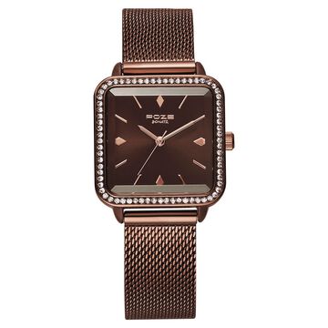 Poze by Sonata Quartz Analog Brown Dial Stainless Steel Strap Watch for Women