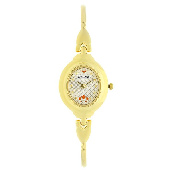 Sonata Quartz Analog White Dial Metal Strap Watch for Women - image number 0