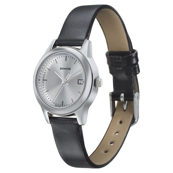 Sonata Essentials Silver Dial Women Watch With Leather Strap - image number 1