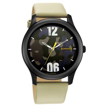Sonata Quartz Analog Multicoloured Dial Leather Strap Watch for Men