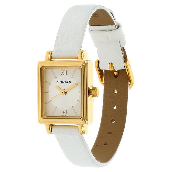 Sonata Quartz Analog Silver Dial Leather Strap Watch for Women - image number 1