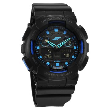 SF Vigour Quartz Digital Analog Digital Black Dial With Black Color Plastic Strap Watch For Unisex