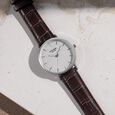 Sonata Poze Quartz Analog Black Dial Tan Leather Strap Watch For Men