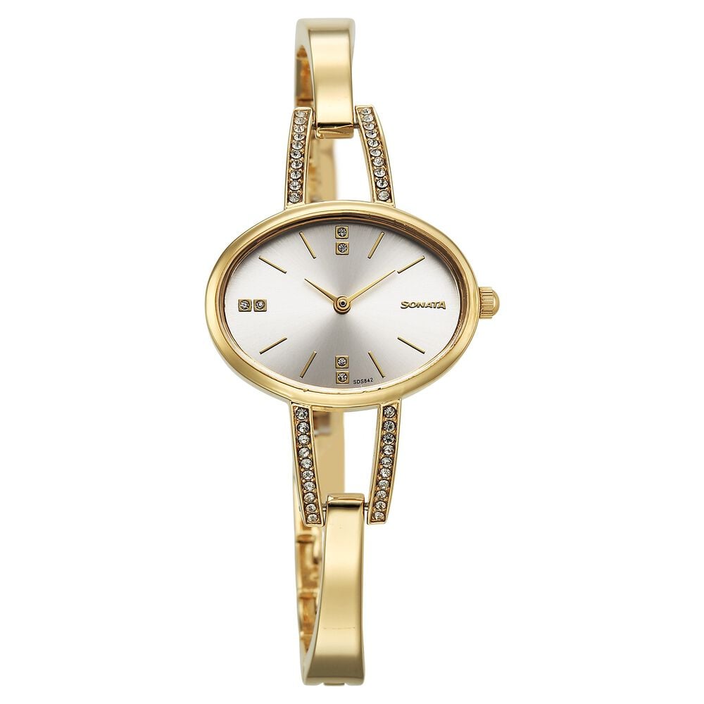 Sonata Aura Quartz Analog Silver Dial Golden Stainless Steel Strap Watch For Women-picture-18