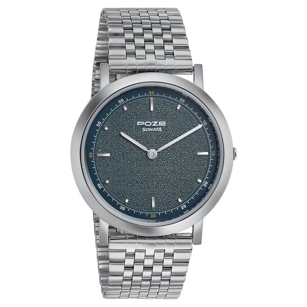 Sonata Poze Quartz Analog Blue Dial Metal Strap Watch for Men - image number 0