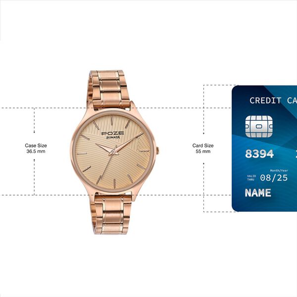 Sonata Poze Quartz Analog Beige Dial Rose Gold Colour Stainless Steel Strap Watch For Women - image number 3