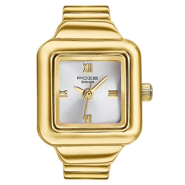 Sonata Poze Quartz Analog Silver Dial Golden Colour Metal Strap Watch For Women - image number 1